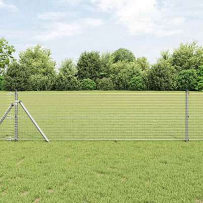 B&Q -  Fence With Posts Grey Powder-Coated Galvanised Steel