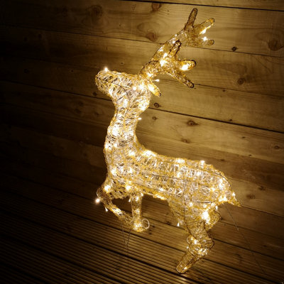 1.05m LED Indoor Outdoor Acrylic Standing Reindeer Christmas Decoration in Warm White - 3