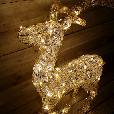 1.05m LED Indoor Outdoor Acrylic Standing Reindeer Christmas Decoration in Warm White - 4