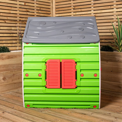1.09m Grey & Green Kids Indoor Outdoor Plastic Wendy House Magical Playhouse - 4