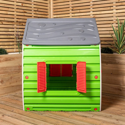 1.09m Grey & Green Kids Indoor Outdoor Plastic Wendy House Magical Playhouse - 5