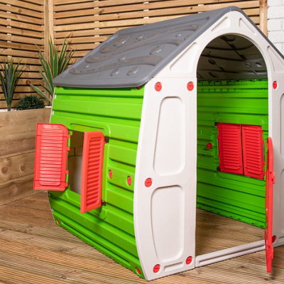 1.09m Grey & Green Kids Indoor Outdoor Plastic Wendy House Magical Playhouse - 7