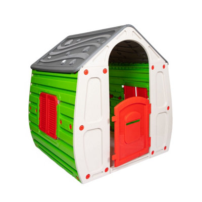 1.09m Grey & Green Kids Indoor Outdoor Plastic Wendy House Magical Playhouse - 9