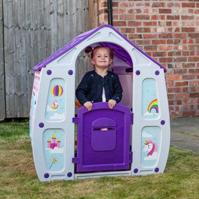 1.09m Purple Kids Indoor Outdoor Plastic Wendy House Unicorn Magical Playhouse - 4