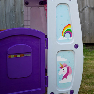 1.09m Purple Kids Indoor Outdoor Plastic Wendy House Unicorn Magical Playhouse - 7