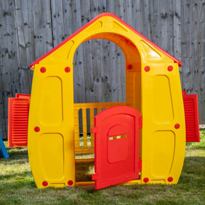 1.09m Yellow & Red Kids Indoor Outdoor Plastic Wendy House Magical Playhouse - 5