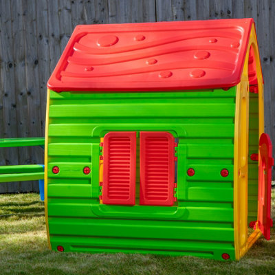 1.09m Yellow & Red Kids Indoor Outdoor Plastic Wendy House Magical Playhouse - 6
