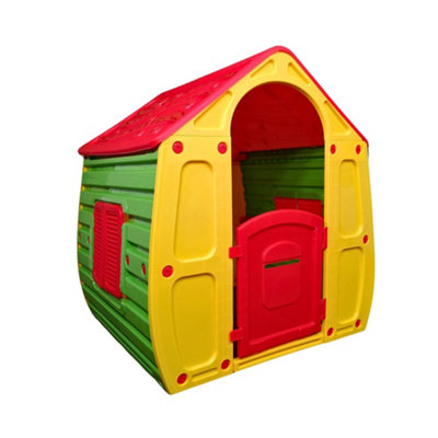 1.09m Yellow & Red Kids Indoor Outdoor Plastic Wendy House Magical Playhouse - 9