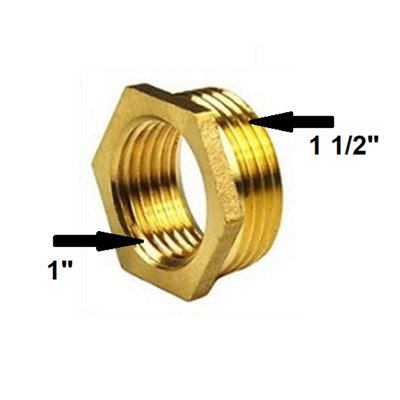 1.1/2 x 1 Inch Brass Hexagon Reducing Bush Male to Female Pipe Fittings ...