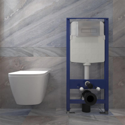 1.14M Concealed Cistern Frame Match Ceramic Rimless Wall Hung Toilet ...