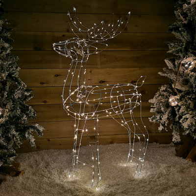 1.14m Outdoor Light Up Reindeer Christmas Decoration with Twinkling Warm White LEDs