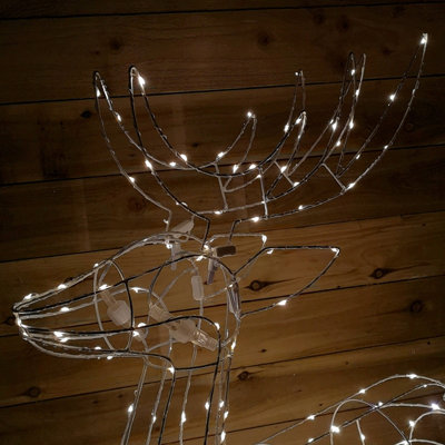 1.14m Outdoor Light Up Reindeer Christmas Decoration with Twinkling Warm White LEDs - 4