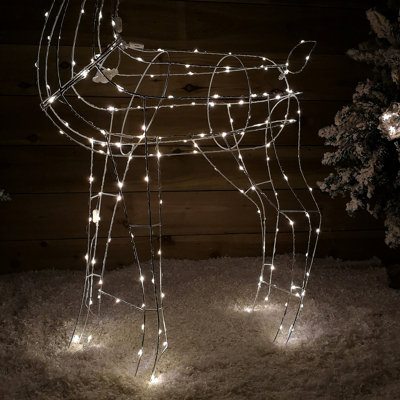1.14m Outdoor Light Up Reindeer Christmas Decoration with Twinkling Warm White LEDs - 9
