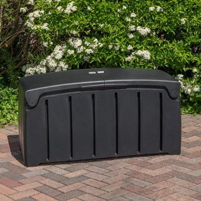 1.15m x 61cm Large Black Garden Storage Box with 300 Litre Capacity ...