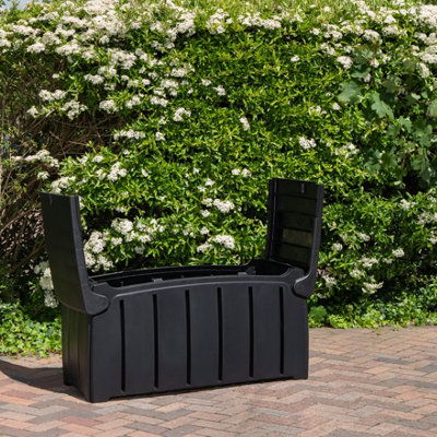 1.15m x 61cm Large Black Garden Storage Box with 300 Litre Capacity ...