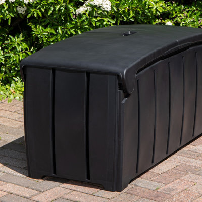 1.15m x 61cm Large Black Garden Storage Box with 300 Litre Capacity ...