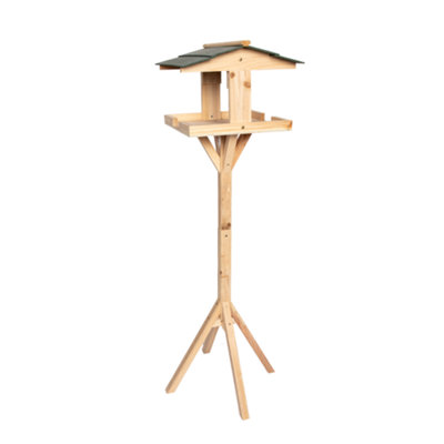 1.16m Traditional Wooden Garden Bird Seed Feeder Table with Green Roof - 7