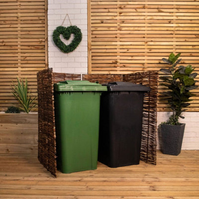 1.16m x 1.22m Double Garden Patio Willow Wheelie Bin Screen Hideaway - 3