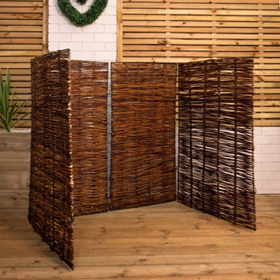 1.16m x 1.22m Double Garden Patio Willow Wheelie Bin Screen Hideaway - 6
