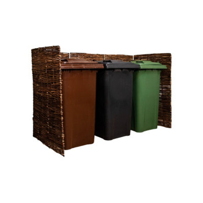 1.16m x 1.83m Triple Garden Patio Willow Wheelie Bin Screen Hideaway - 9