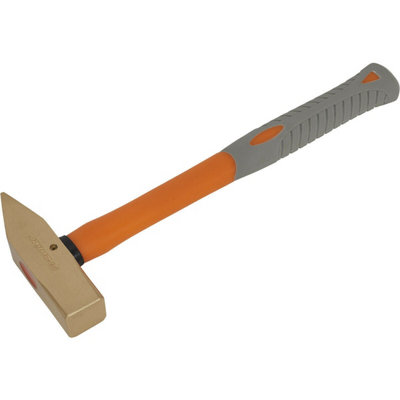 1.1lb Non-Sparking Cross Pein Engineers Hammer with Fiberglass Shaft and Shock-Absorbing Grip