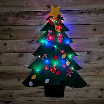 4 Ft Led Felt Christmas Tree DIY Felt Christmas Kits with Ornaments and  light