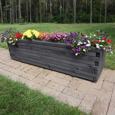 1.1m Grey Pine Raised Trough Planter - 4