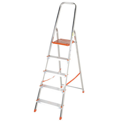 1.1m Lightweight Aluminium 5 Tread Step Ladder with Anti-Slip Design ...