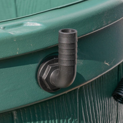 1/2" (13mm) Water butt/rain barrel/water storage tank overflow hosetail elbow with nut & washer ( requires a 21mm hole) - 8