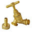 1/2" / 3/4" Standard Brass Garden Water Tap for Garden Hose Pipes etc