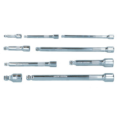 1/2" 3/8" 1/4" Drive 9pc Extension Straight Wobble Bar Socket Set