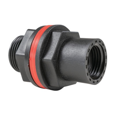 1/2" bsp (21mm hole)  Water butt/rain barrel/tank outlet adaptor/connector+hose connector - 3