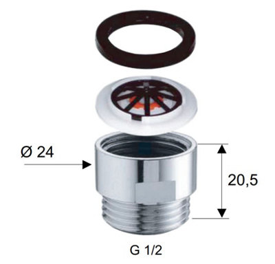 1/2" BSP Shower Flow Reducer Restrictor Regulator Water Saving 6l/min Limiter - 3
