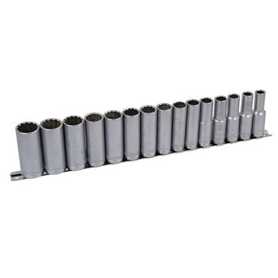 1/2" Deep Drive Sockets Metric 12 pt 10 - 24mm  On Rail (CT0873)