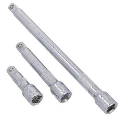 thumbnail image 2 of BlueSpot 1/2 Inch Drive Socket Extension Bar Set – 75mm, 150mm, 250mm Long Reach, 3pc, Chrome 2 of 5