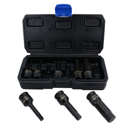 1/2" Drive Allen /  hex key bit impact socket set H5 -  H19 Metric Deep AT772