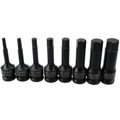 1/2" Drive Allen /  hex key bit impact socket set H5 -  H19 Metric Deep AT772