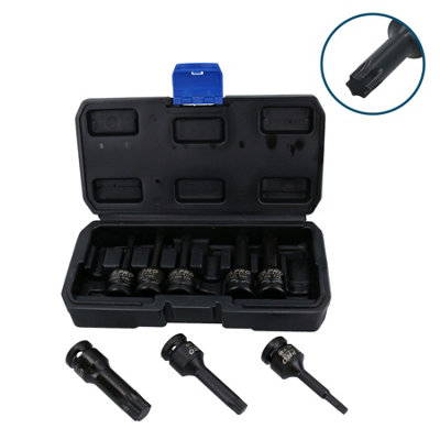 1/2" Drive Deep Impact Impacted male Torx Star Sockets T30 - T80 8pc Set
