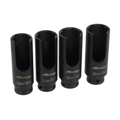 1/2" Drive Injector Socket Set. 4pcs: 25, 27, 29 & 30mm (Neilsen CT4629)