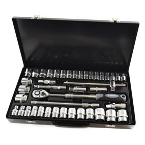 1/2" Drive Metric MM And Imperial AF SAE Shallow Extendable Socket Set 42pc