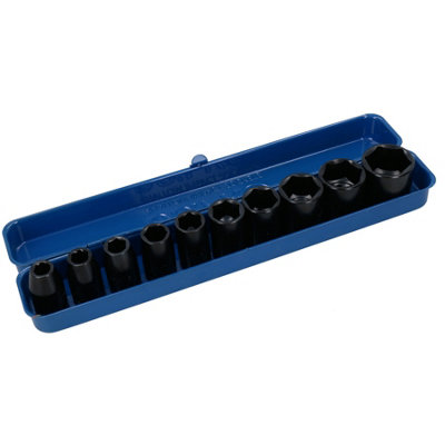1/2" Drive Shallow Metirc Impact Sockets Single Hex 6 Sided 9mm - 27mm 10pc