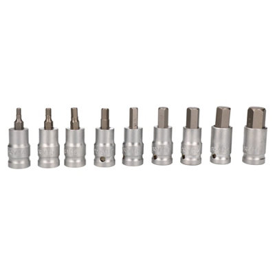 1/2" Drive Shallow Metric Hex / Allen Key Bit Socket 4mm - 17mm 9pcs Bergen