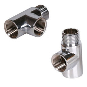 1/2 inch BSP FEMALE x FEMALE x MALE Threaded pipe tube radiator connection tee screwed fittings