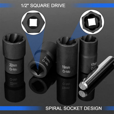 1/2 inch Locking Wheel Nut Remover Stud Bolt Impact Twist Socket ...
