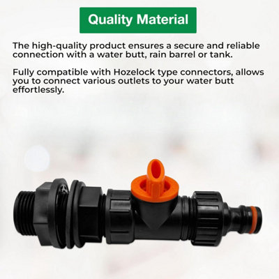 1/2 inch Water Butt Connector Ultimate Set - Control Water Flow with Built-in Valve and Secure Thread Connection with Washer