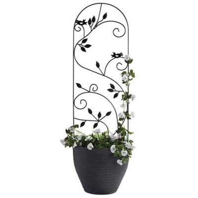 1.2 Metre Metal Plant Support, Decorative Design for Borders, Flowerbeds, Plant Pots & Pathways (2 x Leaves Metal Plant Support)
