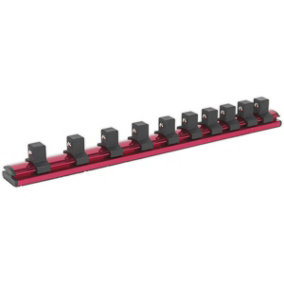 1/2" Square Drive Bit Holder - 10x Socket Capacity - Retaining Rail Bar Storage