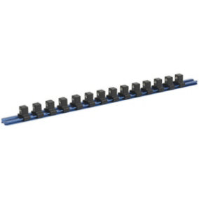 1/2" Square Drive Bit Holder - 14x Socket MAX - Retaining Rail Bar Storage Strip