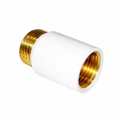 1/2 White Pipe Thread Extension 25mm Long For Tap or Radiator Brass
