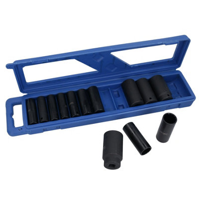 8-teiliges Steckschlüssel-Set 3/8 Zoll Antrieb – Deep SAE/Imperial, Größen 3/8" Bis 13/16", Auf Metallschiene